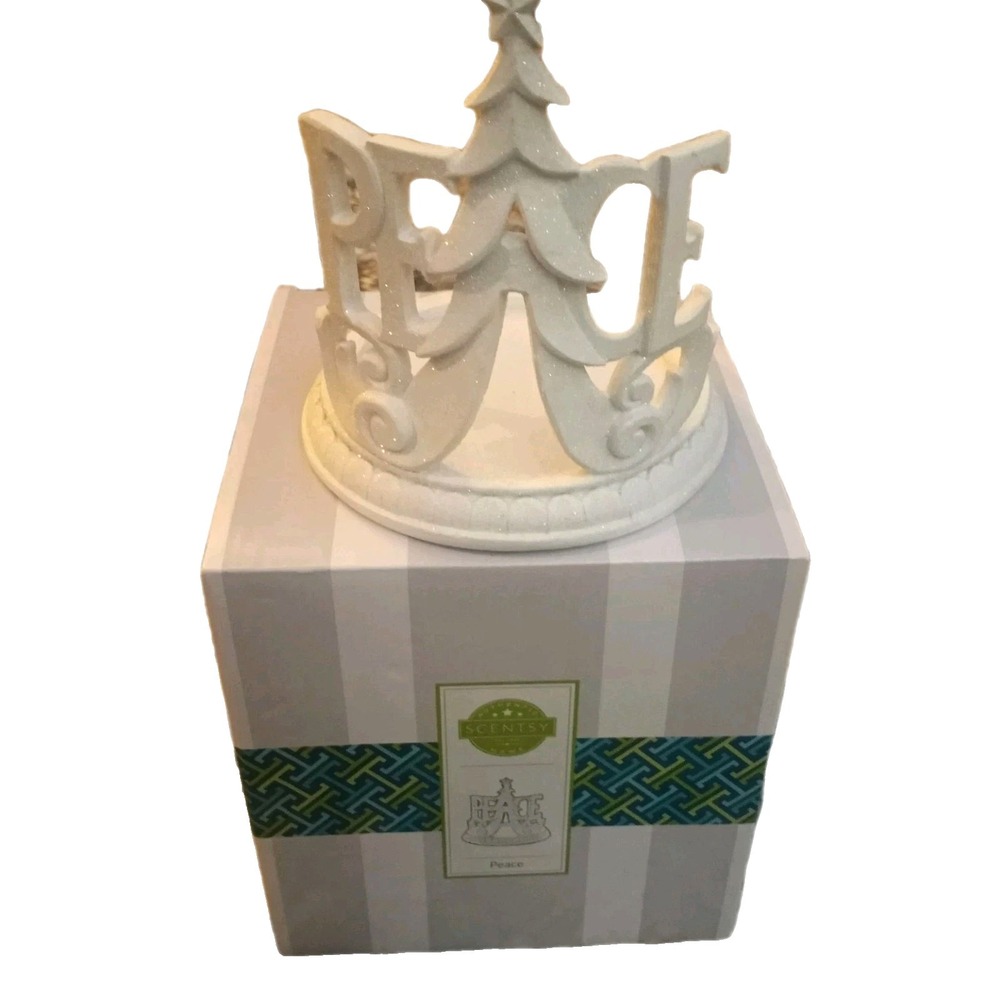 Scentsy Wrap PEACE for Etched‎ Core Warmer w/box Holiday White Frosted